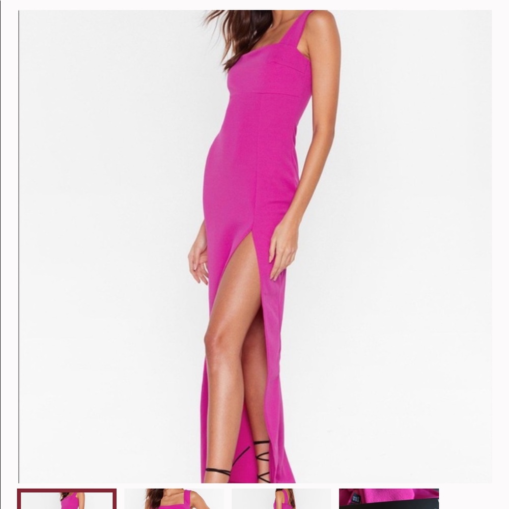 Nasty Gal square with me maxi dress hot pink size 10 US